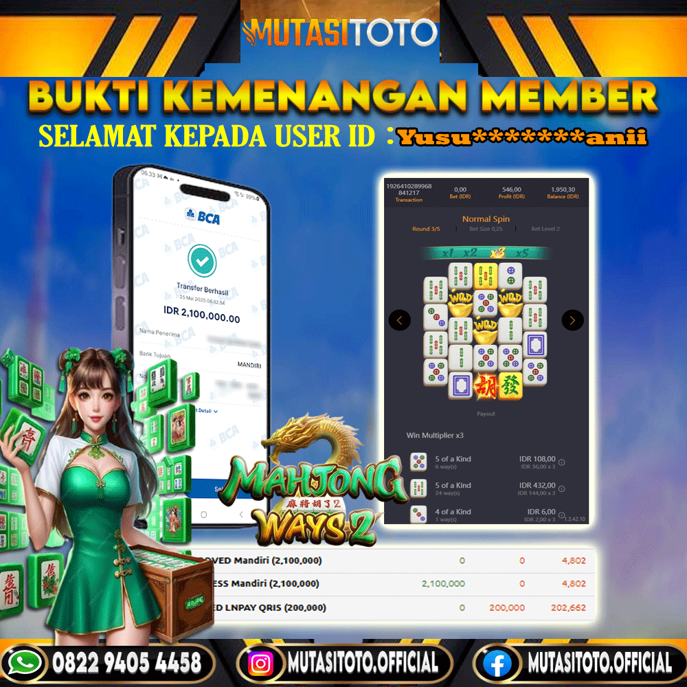KEMENANGAN MEMBER BERMAIN DI MAHJONG WAYS 2 PG SOFT