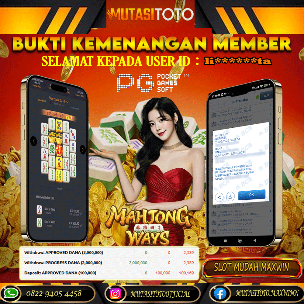 KEMENANGAN MEMBER BERMAIN DI MAHJONG WAYS PG SOFT