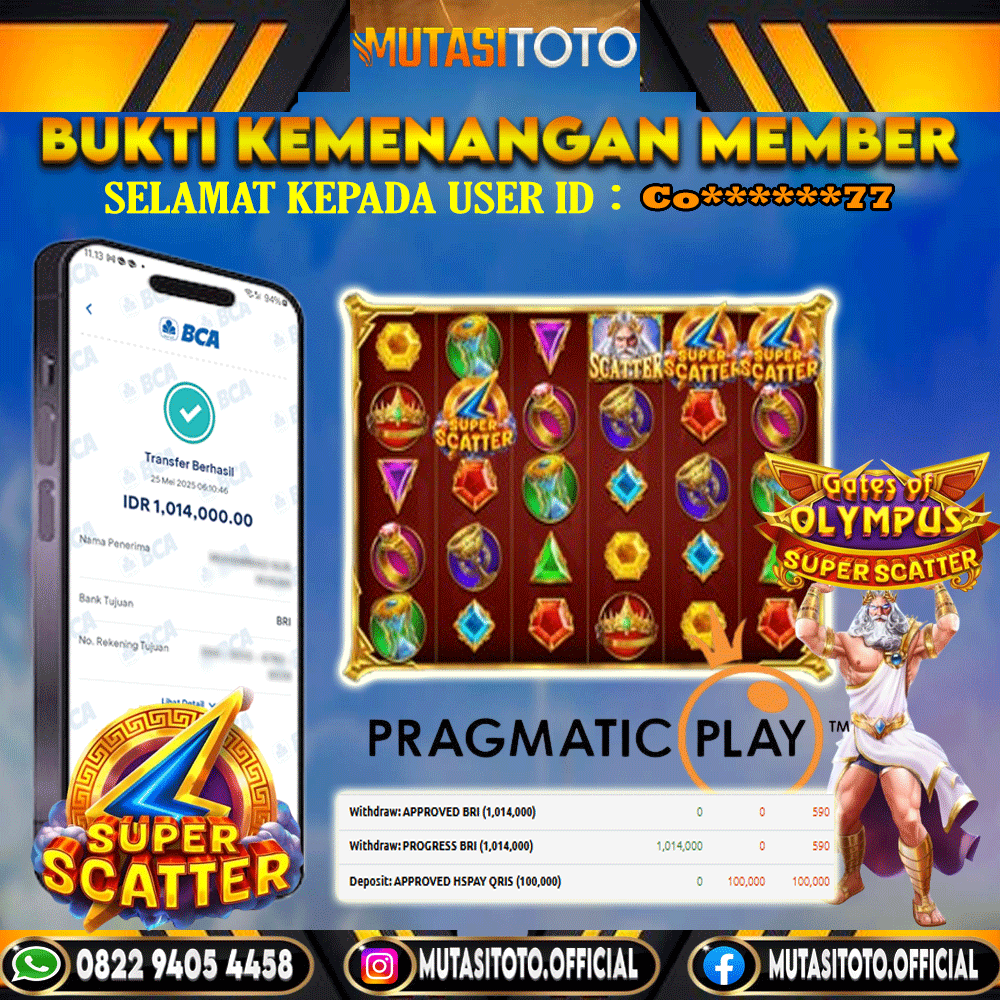 KEMENANGAN MEMBER BERMAIN DI GATES OF OLYMPUS SUPER SCATTER