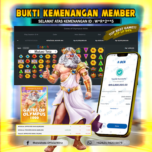 KEMENANGAN MEMBER BERMAIN DI GATES OF OLYMPUS 1000