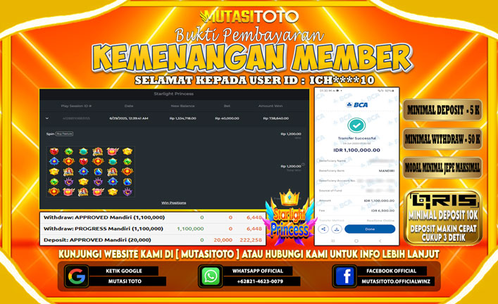 KEMENANGAN MEMBER BERMAIN DI STARLIGHT PRINCESS