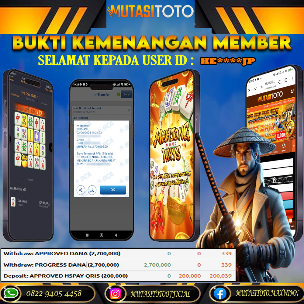 KEMENANGAN MEMBER BERMAIN DI MAHJONG WAYS PG SOFT