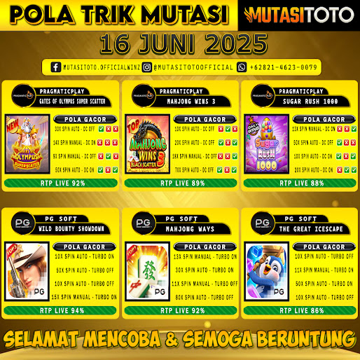 POLA GACOR TERUPDATE 16 JUNI 2025 – MUTASITOTO