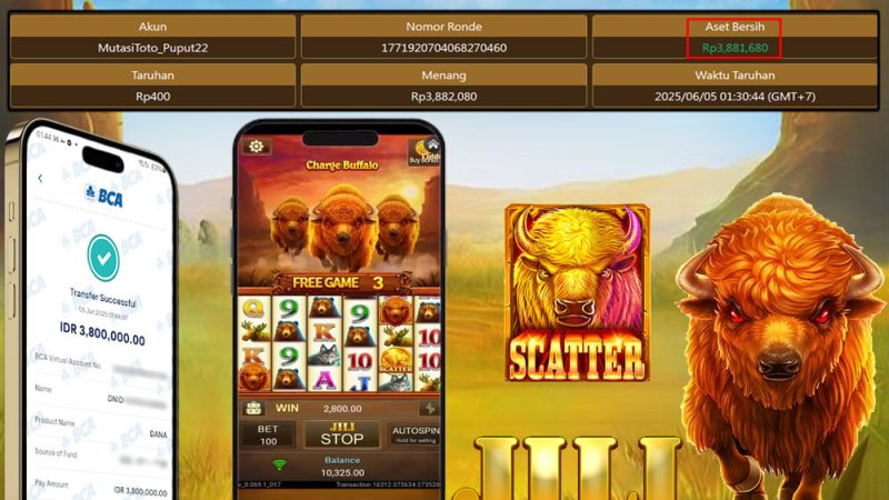 BUKTI KEMENANGAN MEMBER BERMAIN DI JILI GAMING – 3 CHARGE BUFFALO