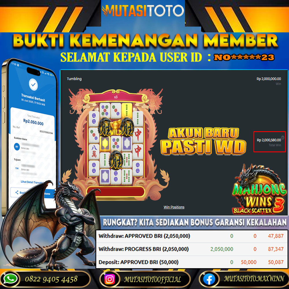 KEMENANGAN MEMBER BERMAIN DI MAHJONG WINS 3 PRAGMATIC PLAY