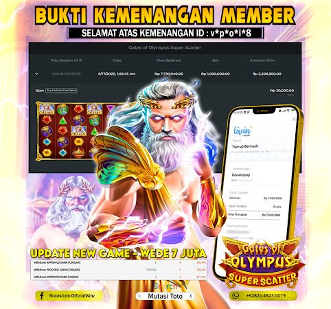 KEMENANGAN MEMBER BERMAIN DI GATES OF OLYMPUS SUPER SCATTER