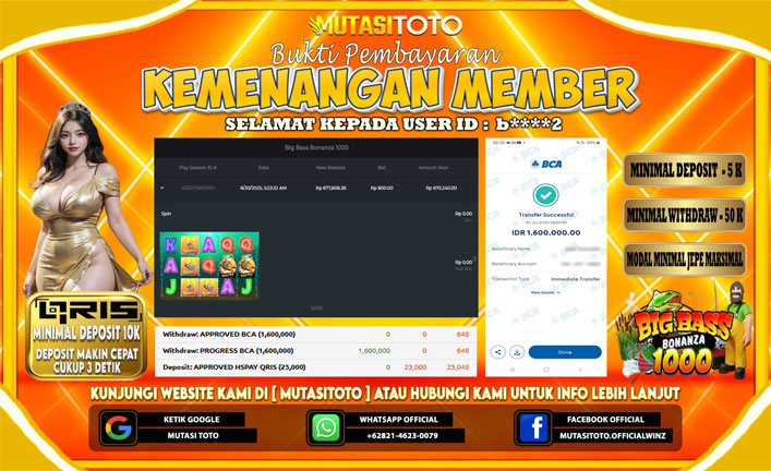 KEMENANGAN MEMBER BERMAIN DI BIG BASS BONANZA 1000