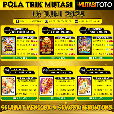 POLA GACOR TERUPDATE 18 JUNI 2025 – MUTASITOTO