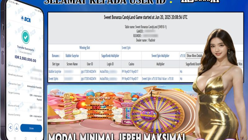 KEMENANGAN MEMBER BERMAIN DI LIVE – SWEET BONANZA CANDYLAND