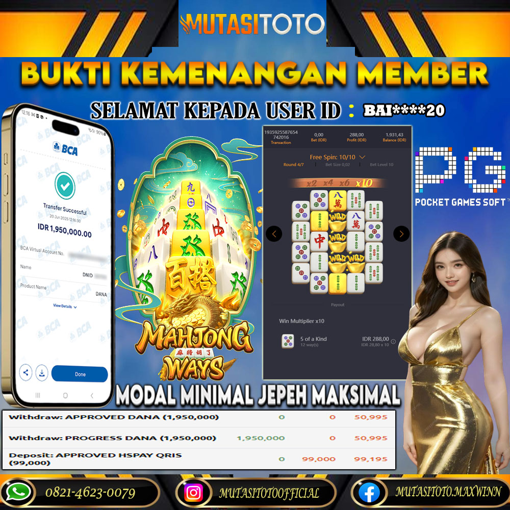 KEMENANGAN MEMBER BERMAIN DI MAHJONG WAYS 2