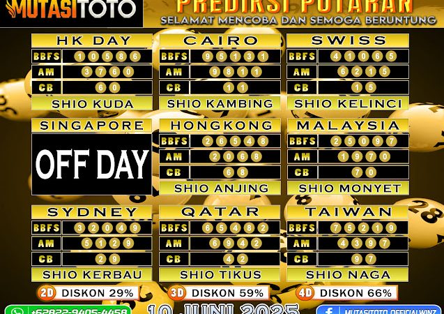”PREDIKSI JITU TOGEL “MutasiToto 10 JUNI 2025”