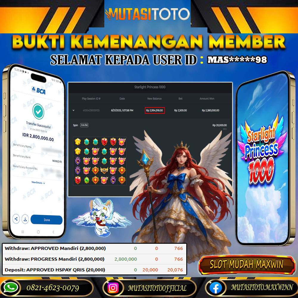 KEMENANGAN MEMBER BERMAIN DI STARLIGHT PRINCESS 1000