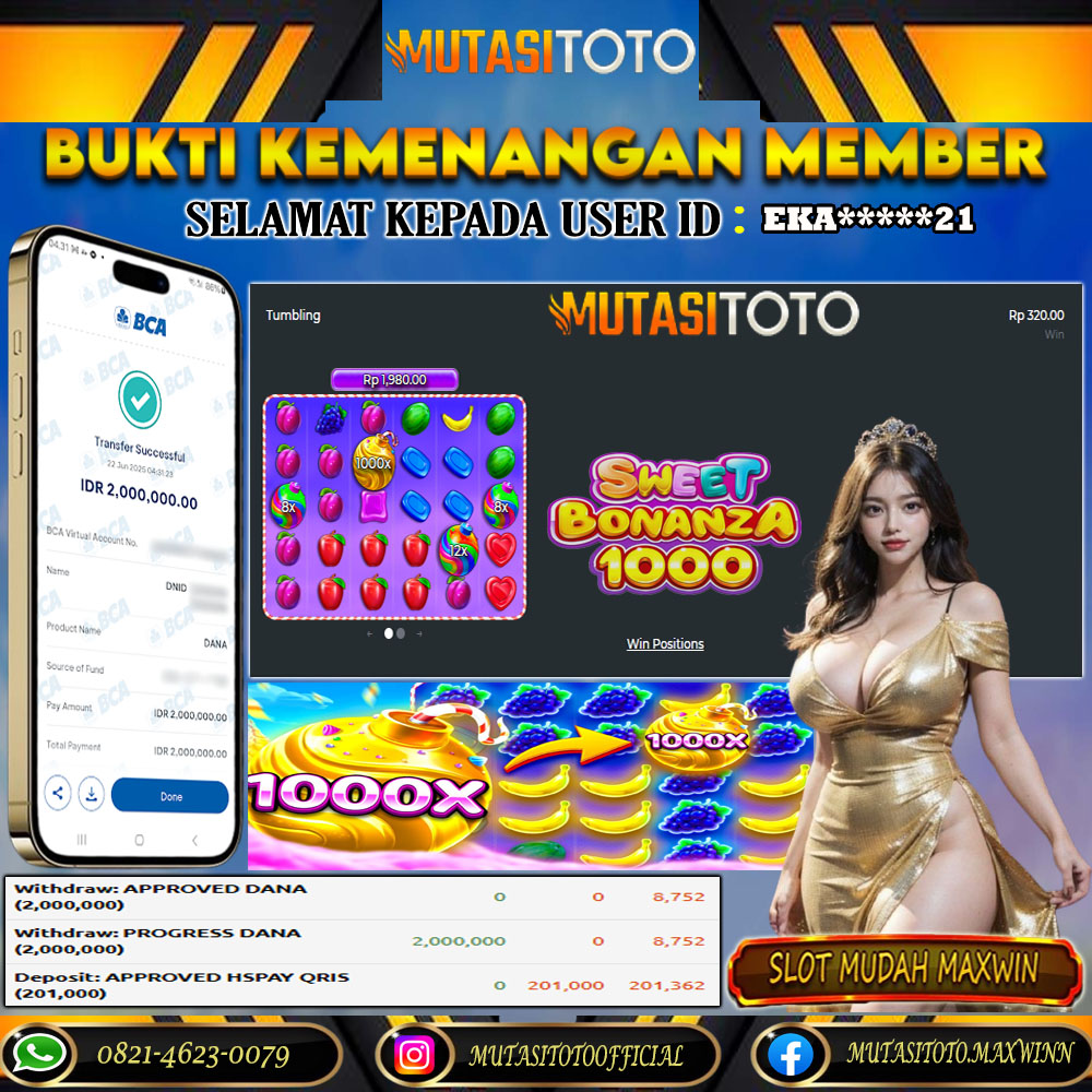 KEMENANGAN MEMBER BERMAIN DI SWEET BONANZA 1000