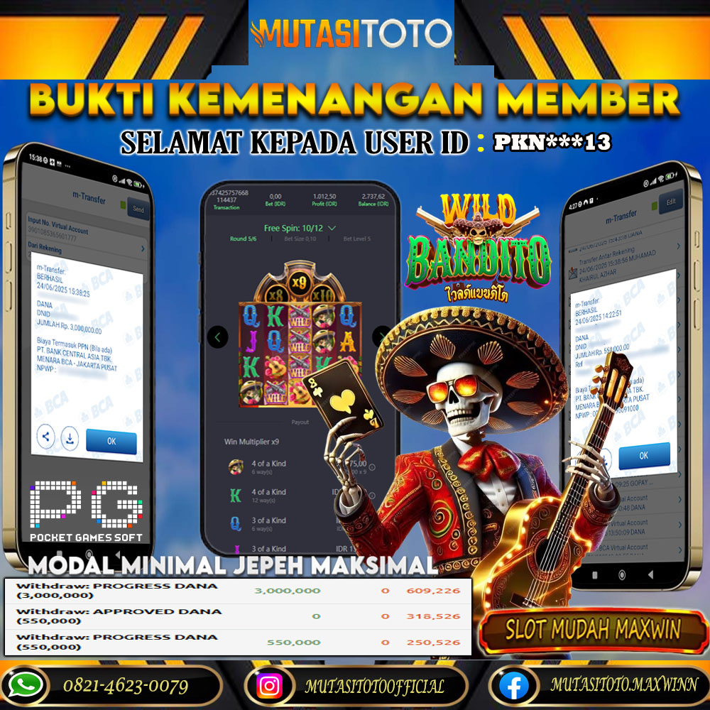 KEMENANGAN MEMBER BERMAIN DI WILD BANDITO PG SOFT