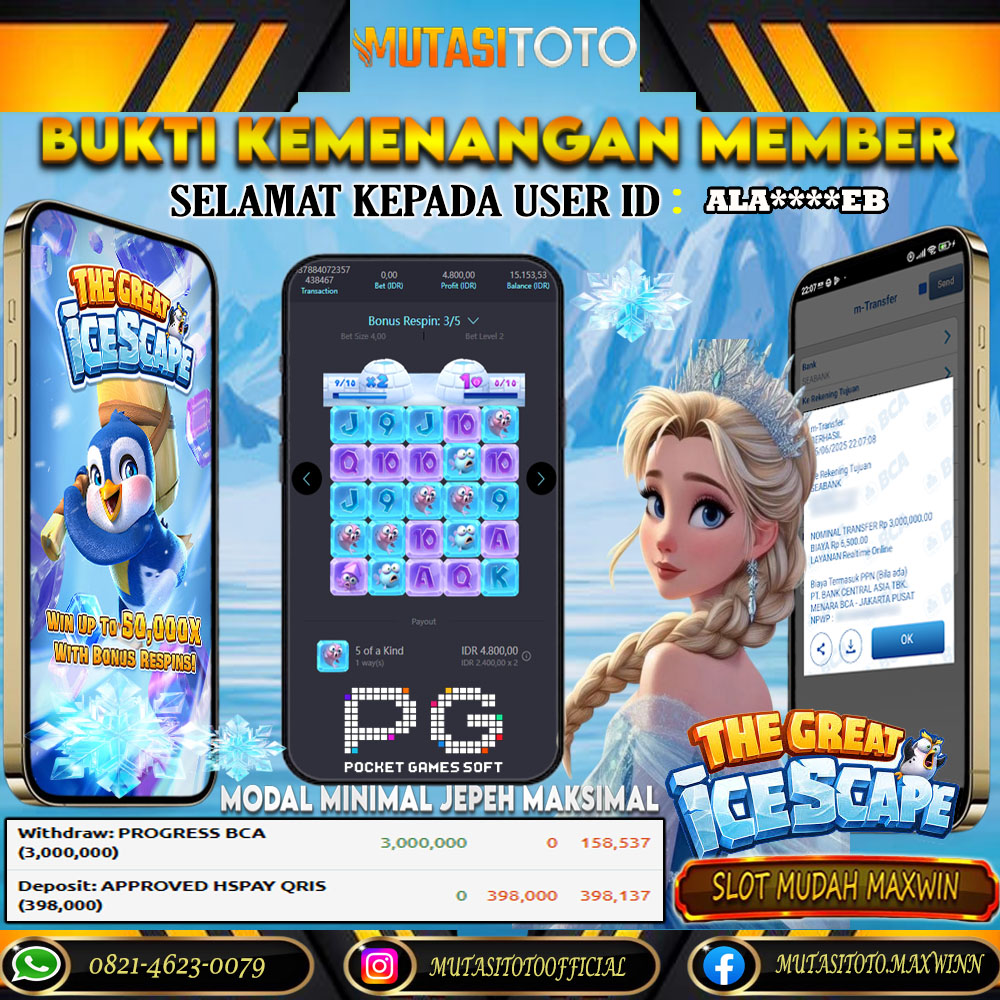 KEMENANGAN MEMBER BERMAIN DI THE GREAT ICESCAPE