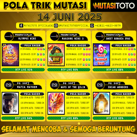 POLA GACOR TERUPDATE 14 JUNI 2025 – MUTASITOTO