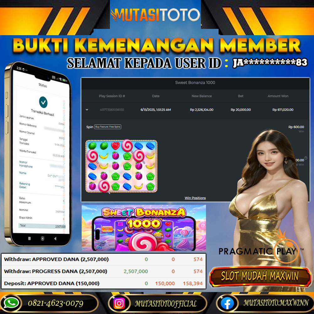 KEMENANGAN MEMBER BERMAIN DI SWEET BONANZA 1000