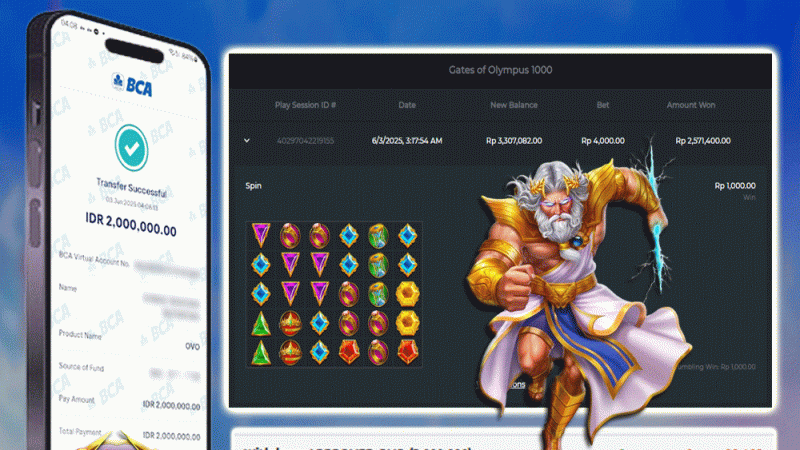 KEMENANGAN MEMBER BERMAIN DI GATES OF OLYMPUS 1000