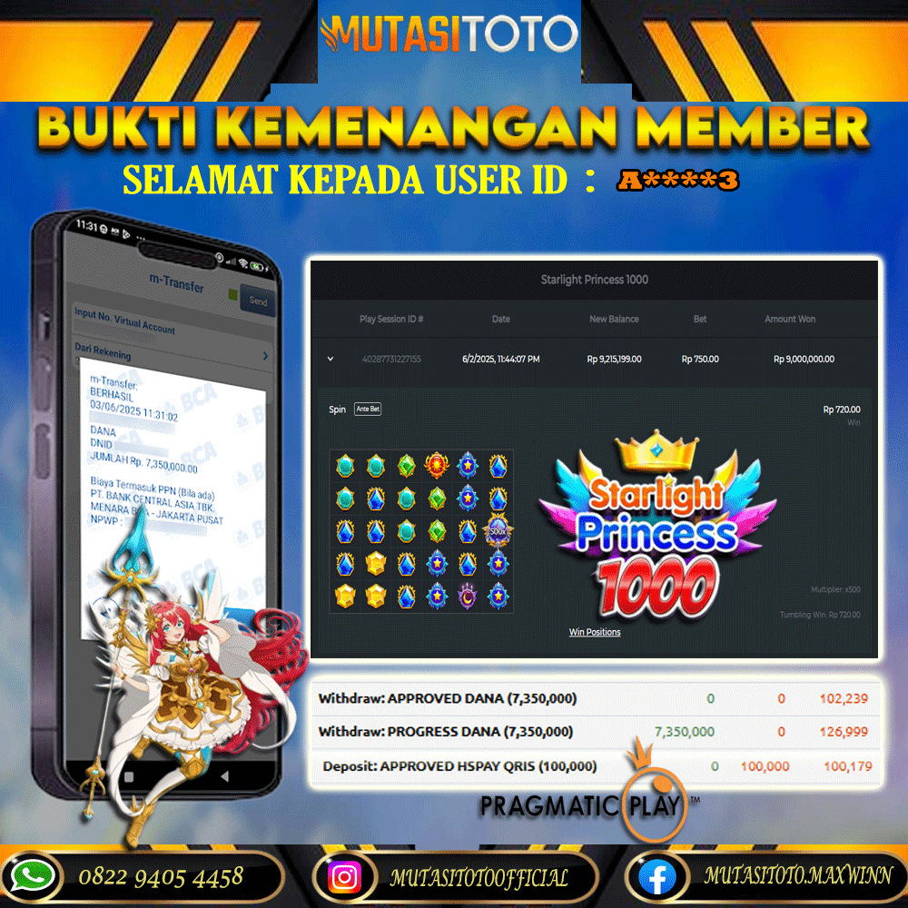 KEMENANGAN MEMBER BERMAIN DI STARLIGHT PRINCESS 1000