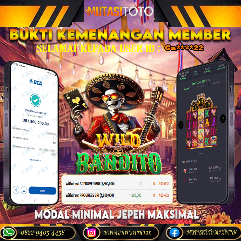 KEMENANGAN MEMBER BERMAIN DI WILD BANDITO PG SOFT