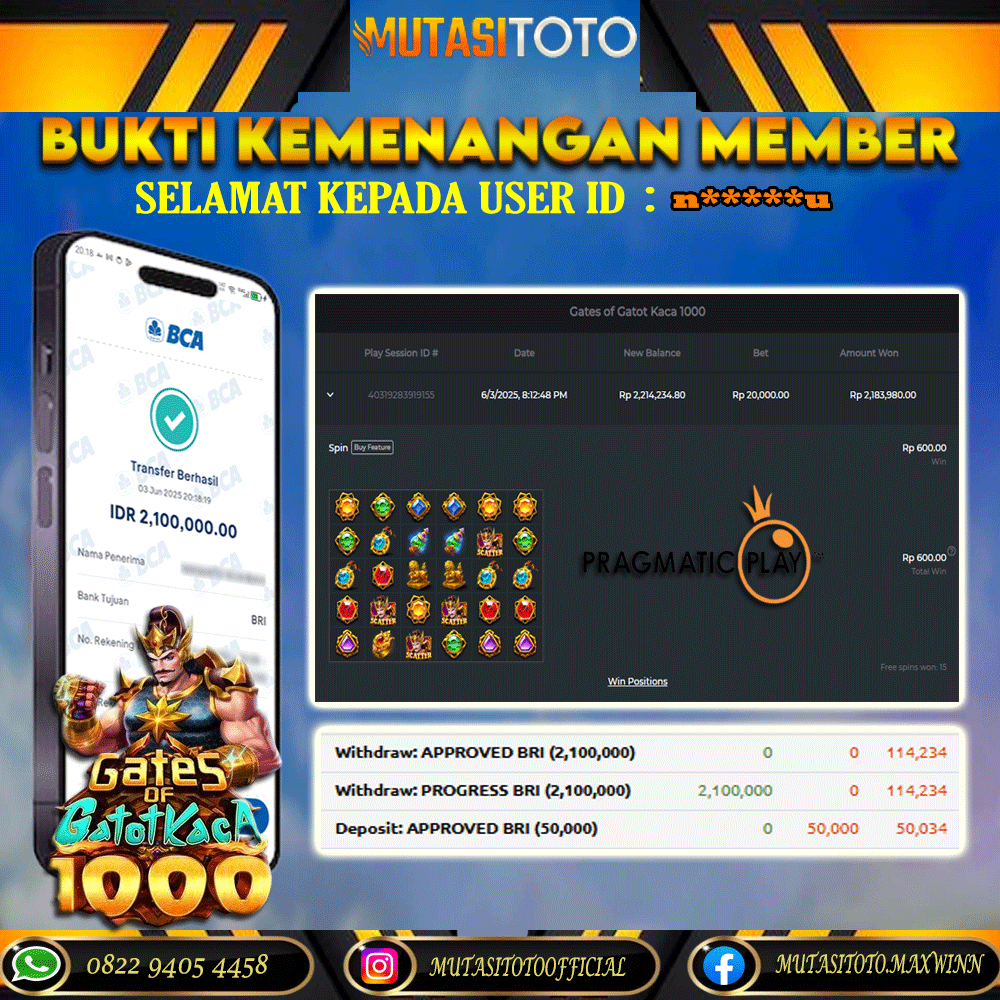 KEMENANGAN MEMBER BERMAIN DI GATES OF GATOTKACA 1000