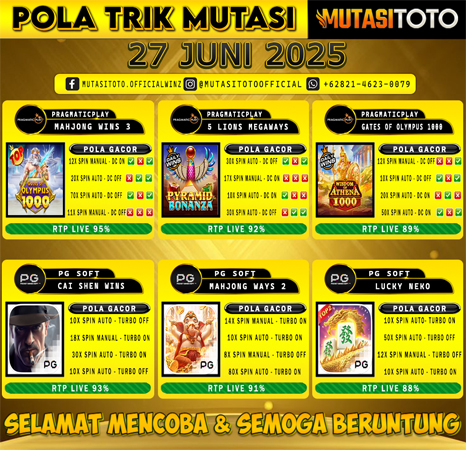 POLA GACOR TERUPDATE 27 JUNI 2025 – MUTASITOTO