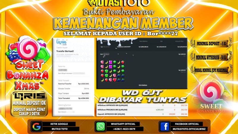 KEMENANGAN MEMBER BERMAIN DI SWEET BONANZA XMAS