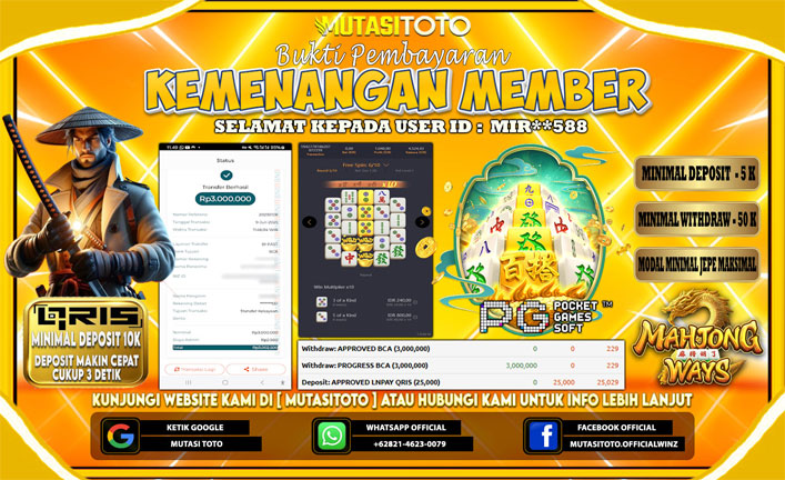 KEMENANGAN MEMBER BERMAIN DI MAHJONG WAYS 2