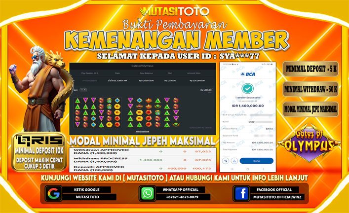 KEMENANGAN MEMBER BERMAIN DI GATES OF OLYMPUS