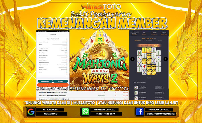 KEMENANGAN MEMBER BERMAIN DI MAHJONG WAYS 2