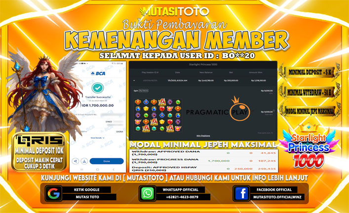 KEMENANGAN MEMBER BERMAIN DI STARLIGHT PRINCESS 1000