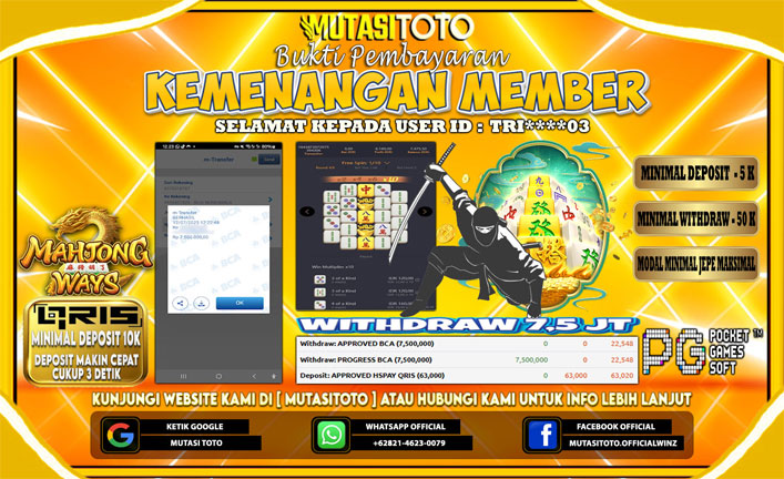 KEMENANGAN MEMBER BERMAIN DI MAHJONG WAYS 2