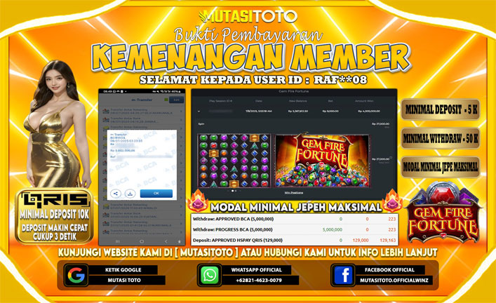 KEMENANGAN MEMBER BERMAIN DI GEM FIRE FORTUNE