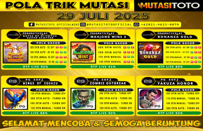 POLA GACOR TERUPDATE 29 JULI 2025 – MUTASITOTO