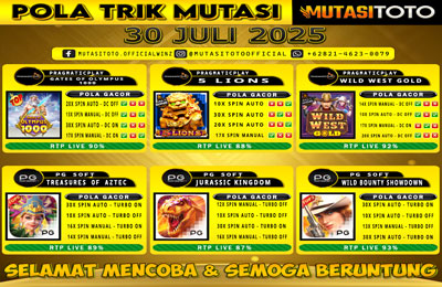POLA GACOR TERUPDATE 30 JULI 2025 – MUTASITOTO