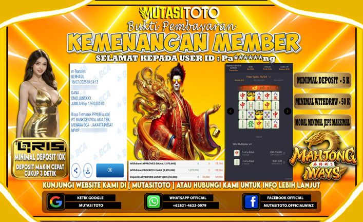 KEMENANGAN MEMBER BERMAIN DI MAHJONG WAYS
