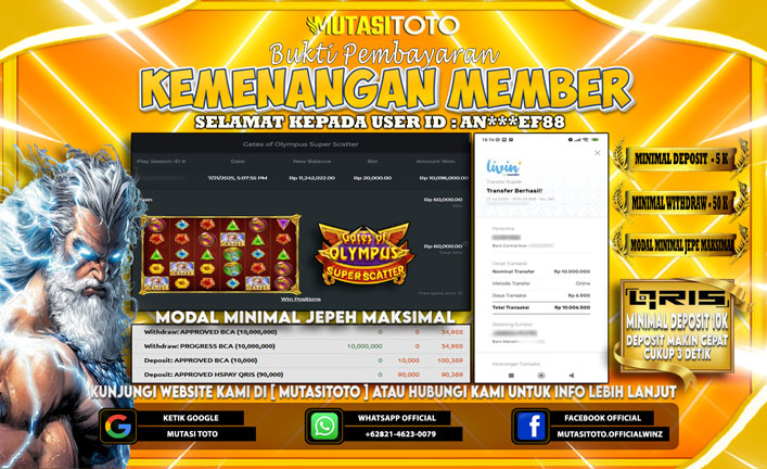 KEMENANGAN MEMBER BERMAIN DI GATES OF OLYMPUS SUPER SCATTER