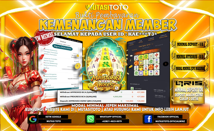 KEMENANGAN MEMBER BERMAIN DI PG SOFT MAHJONG WAYS