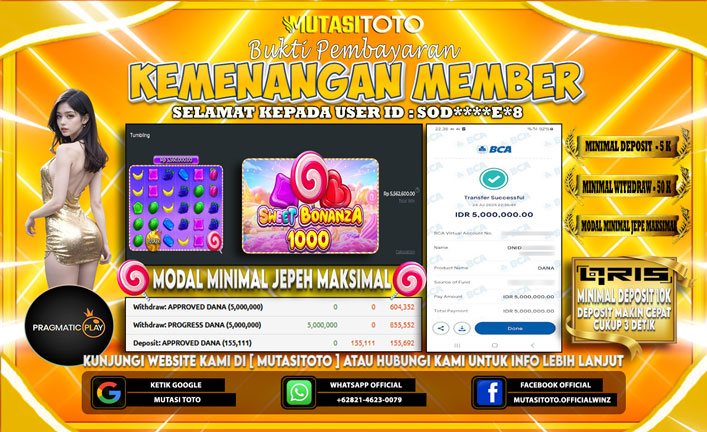 KEMENANGAN MEMBER BERMAIN DI SWEET BONANZA 1000
