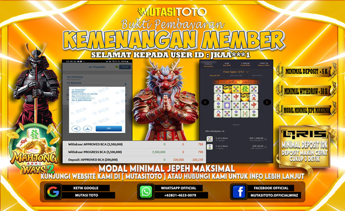 KEMENANGAN MEMBER BERMAIN DI PG SOFT MAHJONG WAYS 2