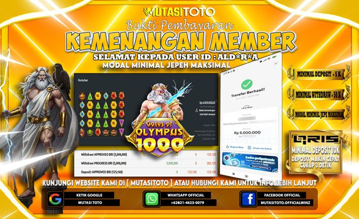 KEMENANGAN MEMBER BERMAIN DI GATES OF OLYMPUS 1000