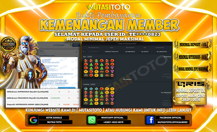 KEMENANGAN MEMBER BERMAIN DI GATES OF OLYMPUS 1000