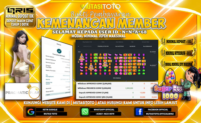 KEMENANGAN MEMBER BERMAIN DI SUGAR RUSH 1000