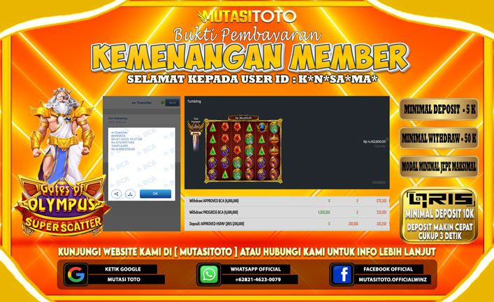 KEMENANGAN MEMBER BERMAIN DI OLYMPUS SUPER SCATTER