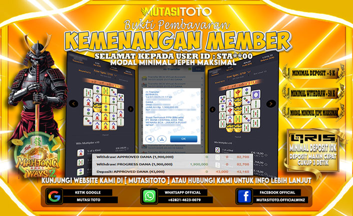 KEMENANGAN MEMBER BERMAIN DI MAHJONG WAYS 2