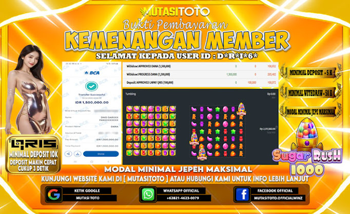 KEMENANGAN MEMBER BERMAIN DI SUGAR RUSH 1000