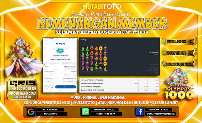 KEMENANGAN MEMBER BERMAIN DI GATES OF OLYMPUS 1000