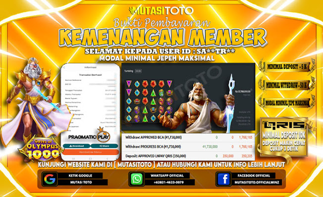 KEMENANGAN MEMBER BERMAIN DI GATES OF OLYMPUS 1000