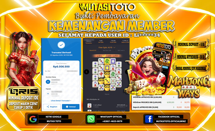 KEMENANGAN MEMBER BERMAIN DI PG SOFT MAHJONG WAYS