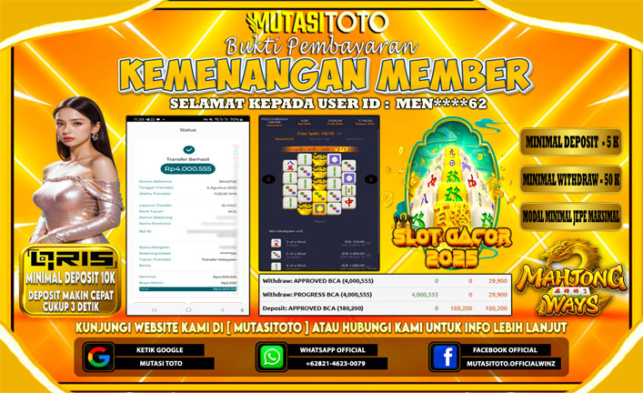 KEMENANGAN MEMBER BERMAIN DI PG SOFT MAHJONG WAYS 2